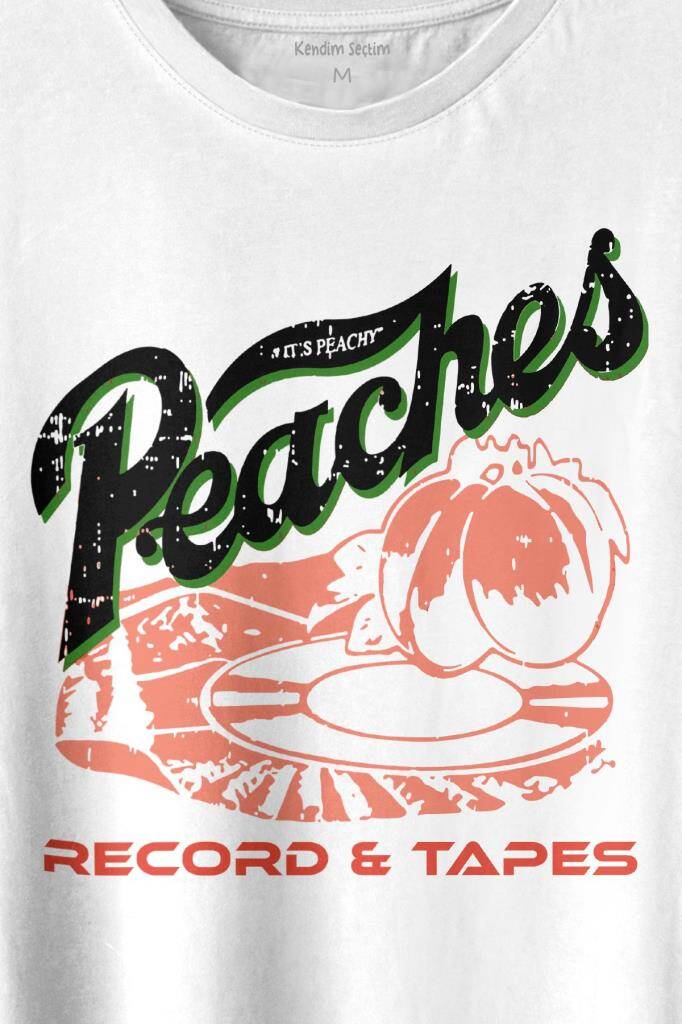 Peaches And Records Grunge Type Baskılı Tişört Unisex T-shirt (1)