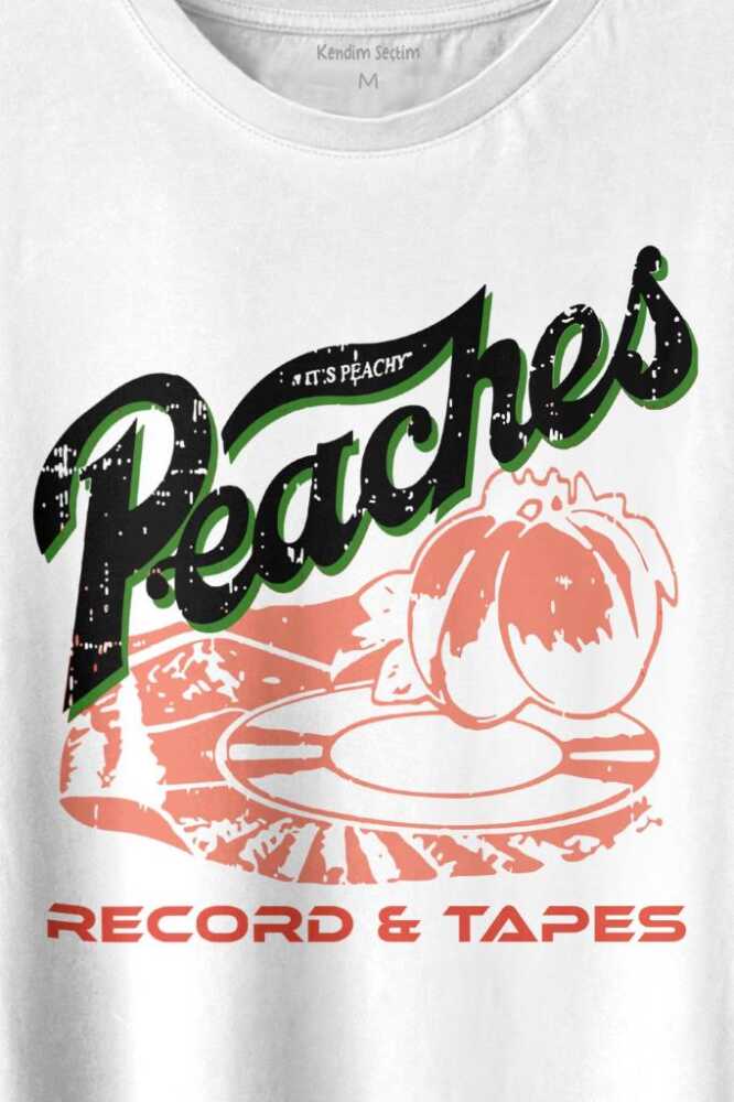 Peaches And Records Grunge Type Baskılı Tişört Unisex T-shirt (1)