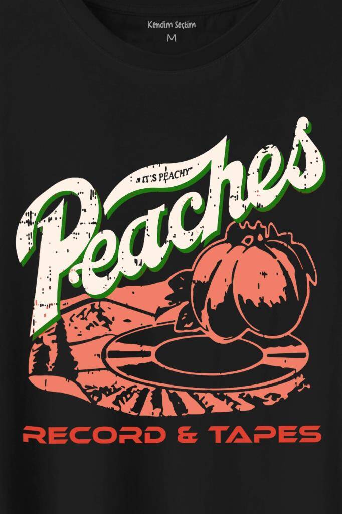 Peaches And Records Grunge Type Baskılı Tişört Unisex T-Shirt - 2