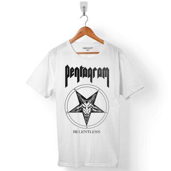 PENTAGRAM RELENTESS LOGO DOOM METAL BANDS ERKEK TİŞÖRT - 1