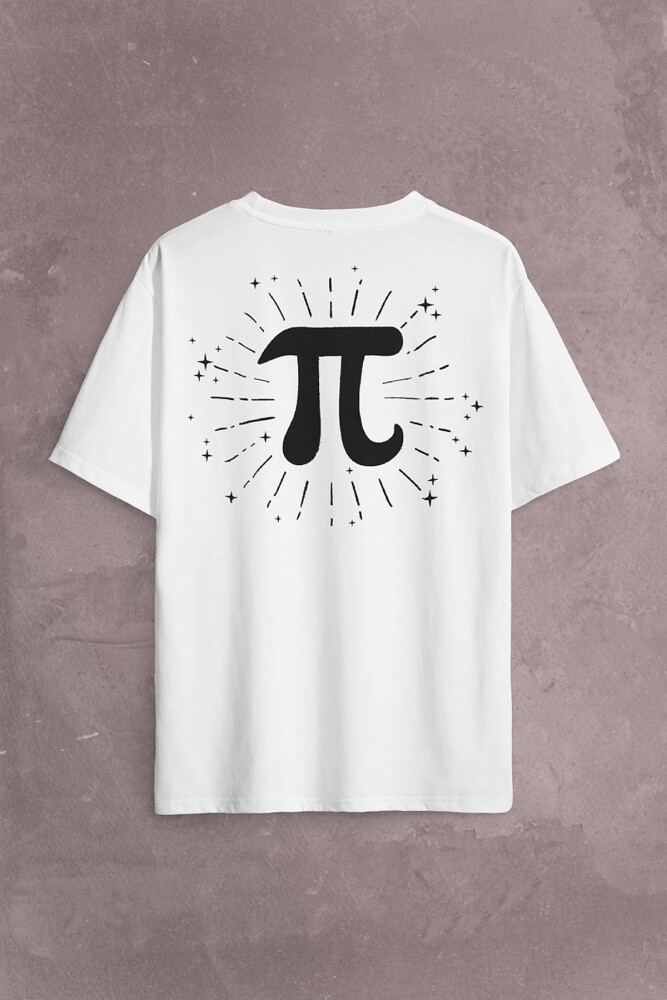 Pi Sayısı 3,14 3.14 Günü 14 Mart Matematik Sırt Ön Baskılı Oversize Tişört Unisex T-Shirt - 2