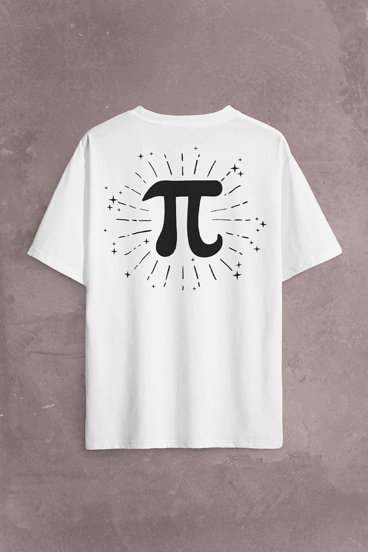 Pi Sayısı 3,14 3.14 Günü 14 Mart Matematik Sırt Ön Baskılı Oversize Tişört Unisex T-Shirt - 2
