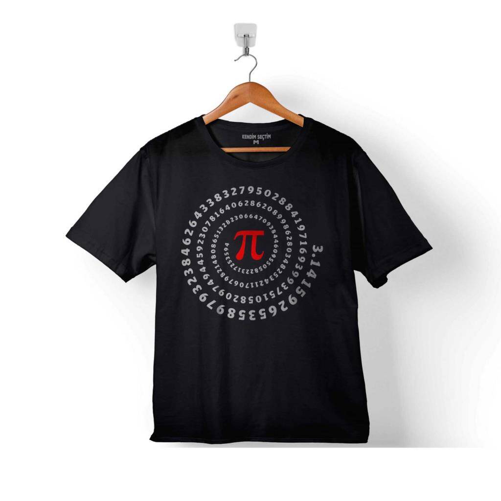 Pi Sayısı Çember Geometri Baskılı Siyah Çocuk T-Shirt
