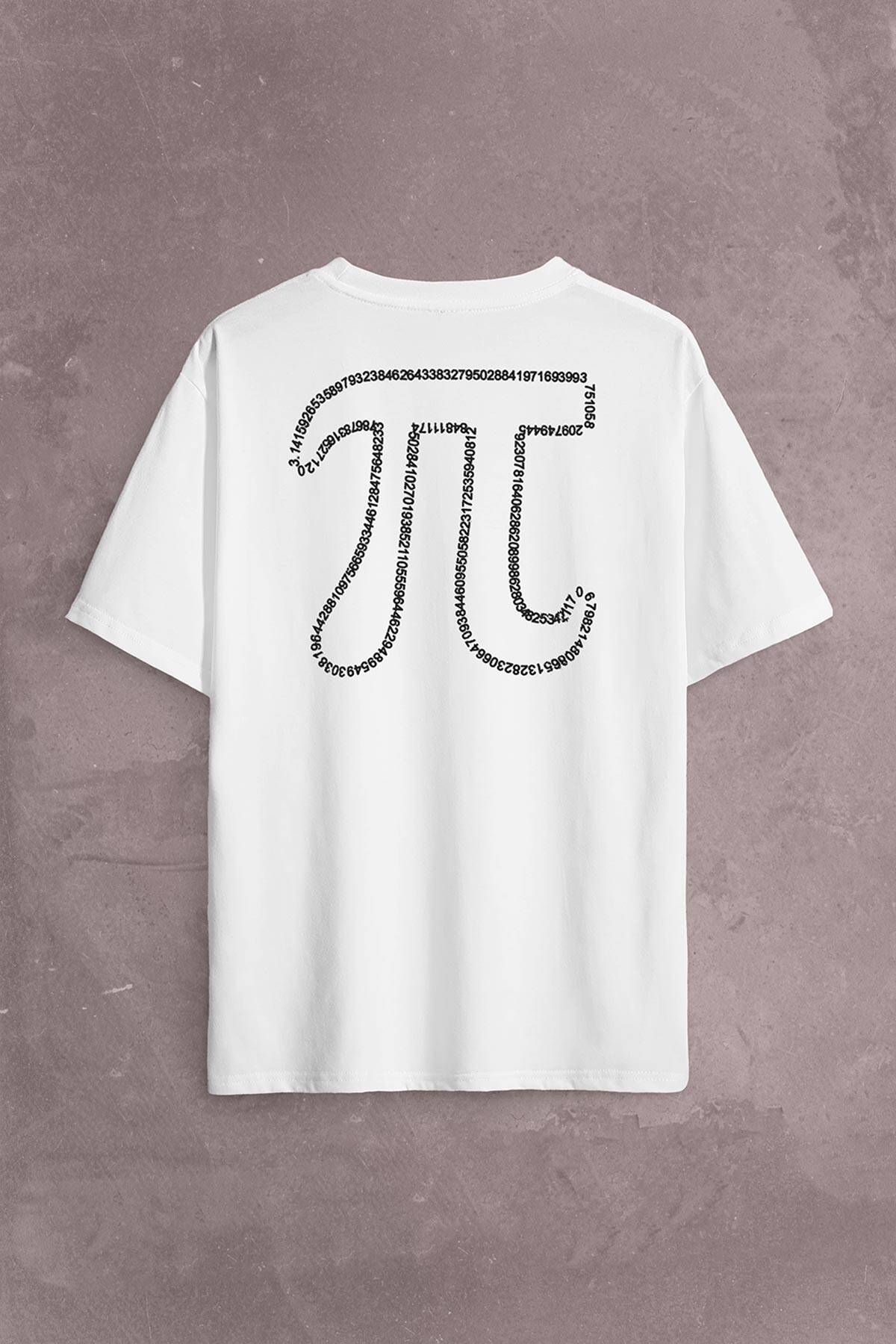 Pi Sayısı Günü 3,14 3.14 Matematik Mathematica Sırt Ön Baskılı Oversize Tişört Unisex T-Shirt OVR12B1562 - 2