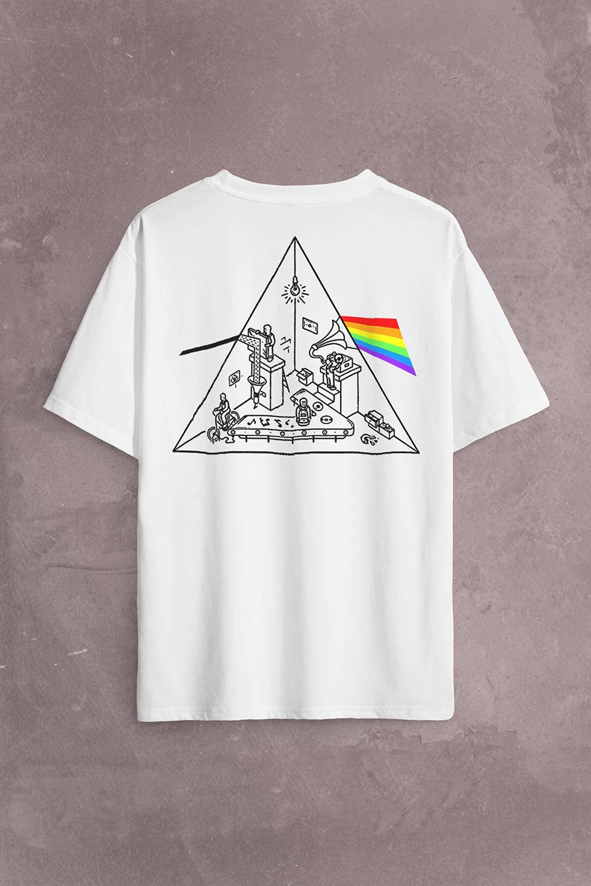 Pink Floyd Carnegıe Hall Dark Side Of The Moon Sırt Ön Baskılı Oversize Tişört Unisex T-Shirt - 2