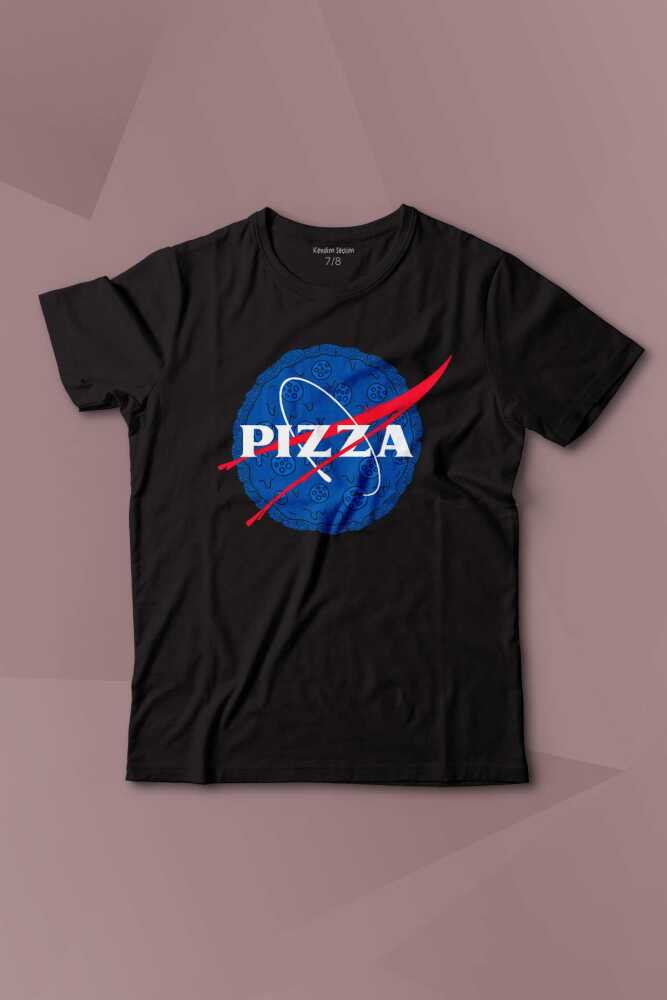 Pizza Nasa Uzay Ajansı Cosmos Astronot Baskılı Çocuk Tişört Kısa Kollu - 1