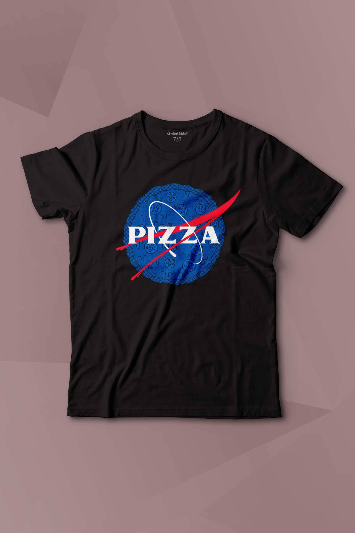 Pizza Nasa Uzay Ajansı Cosmos Astronot Baskılı Çocuk Tişört Kısa Kollu