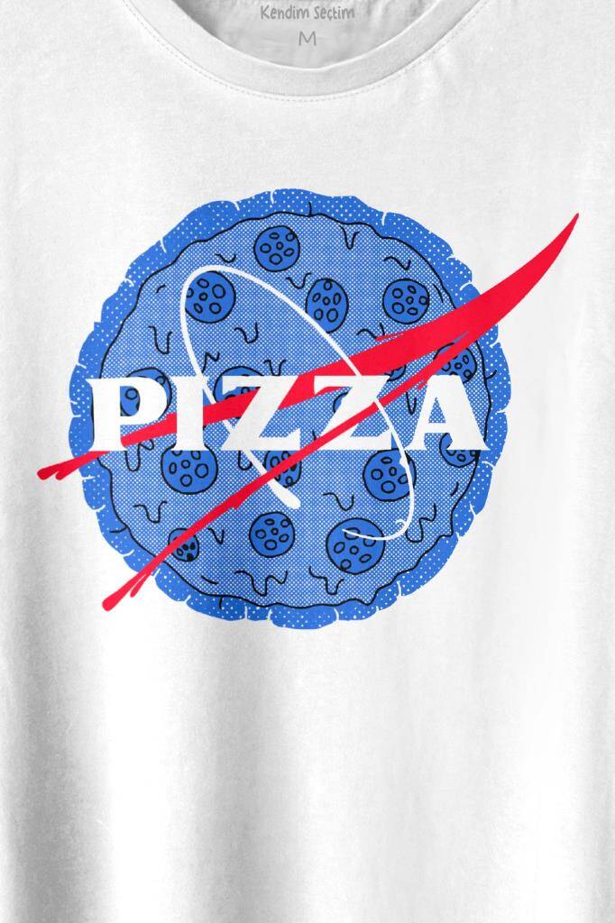 Pizza Nasa Uzay Ajansı Cosmos Astronot Baskılı Tişört Unisex T-shirt - 2