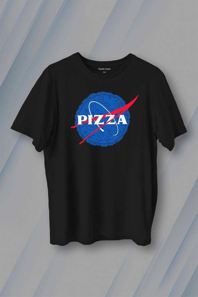 Pizza Nasa Uzay Ajansı Cosmos Astronot Baskılı Tişört Unisex T-Shirt - 1