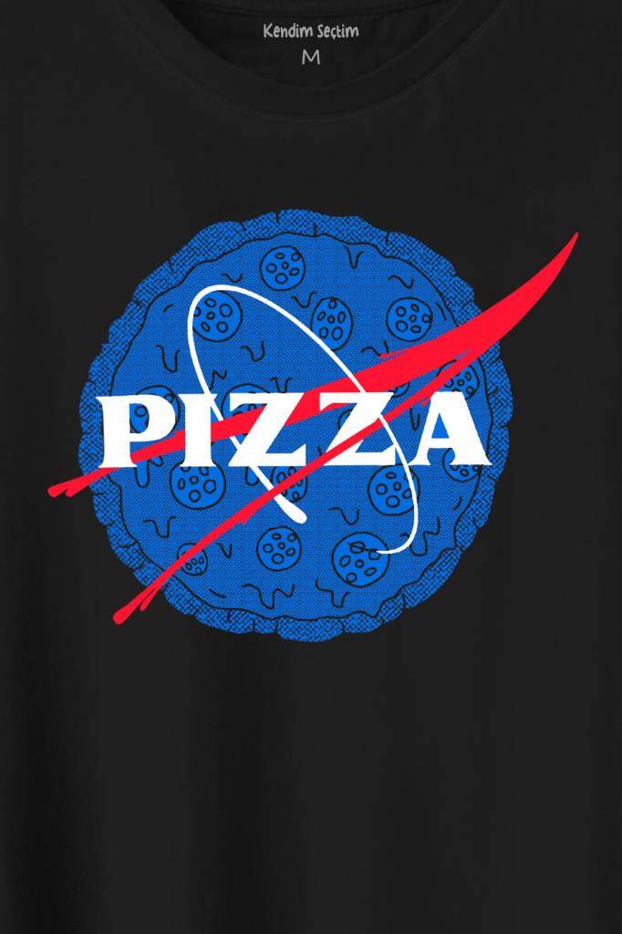 Pizza Nasa Uzay Ajansı Cosmos Astronot Baskılı Tişört Unisex T-Shirt (1)