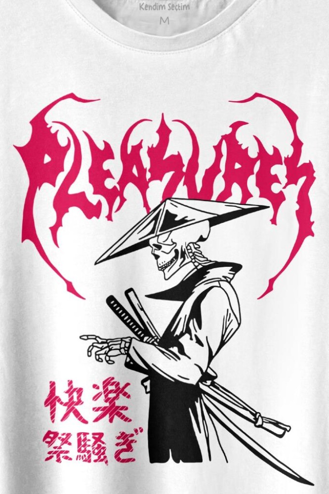 Pleasures Samurai Japan Samuray Japon Baskılı Tişört Unisex T-shirt - 2