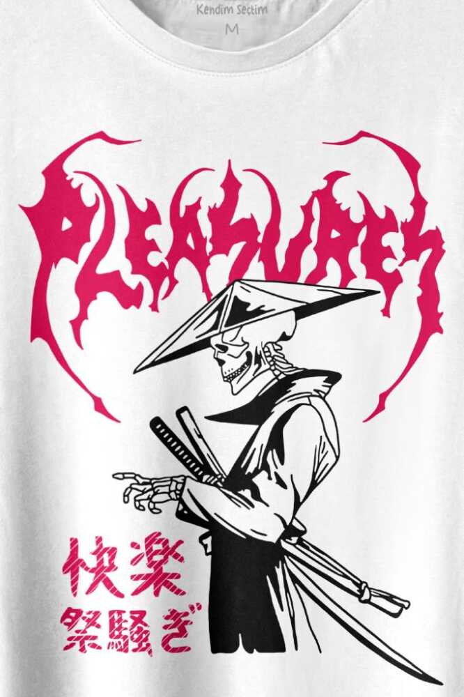 Pleasures Samurai Japan Samuray Japon Baskılı Tişört Unisex T-shirt (1)