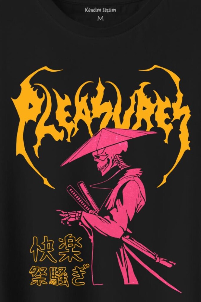 Pleasures Samurai Japan Samuray Japon Baskılı Tişört Unisex T-Shirt (1)
