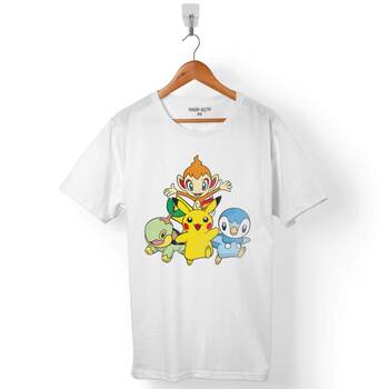 POKEMON PIKACHU CHIMCHAR PIPLUP TURTWIG ERKEK TİŞÖRT - 1