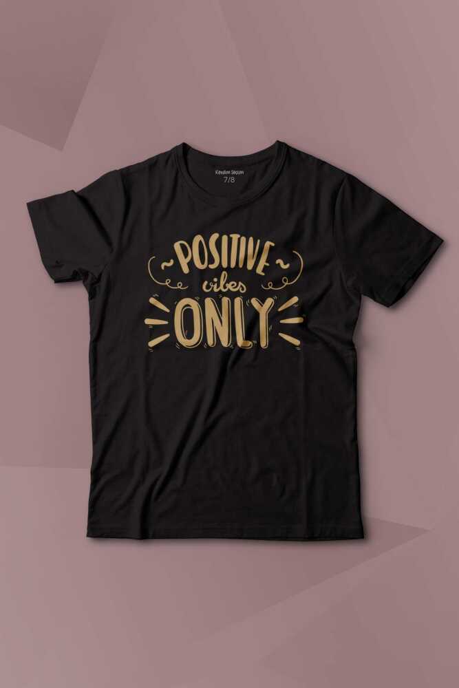 Positive Vibes Only Baskılı Çocuk Tişört Kısa Kollu - 1