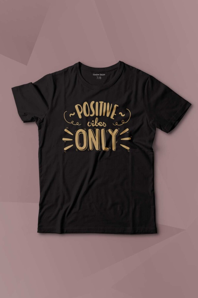 Positive Vibes Only Baskılı Çocuk Tişört Kısa Kollu - 1