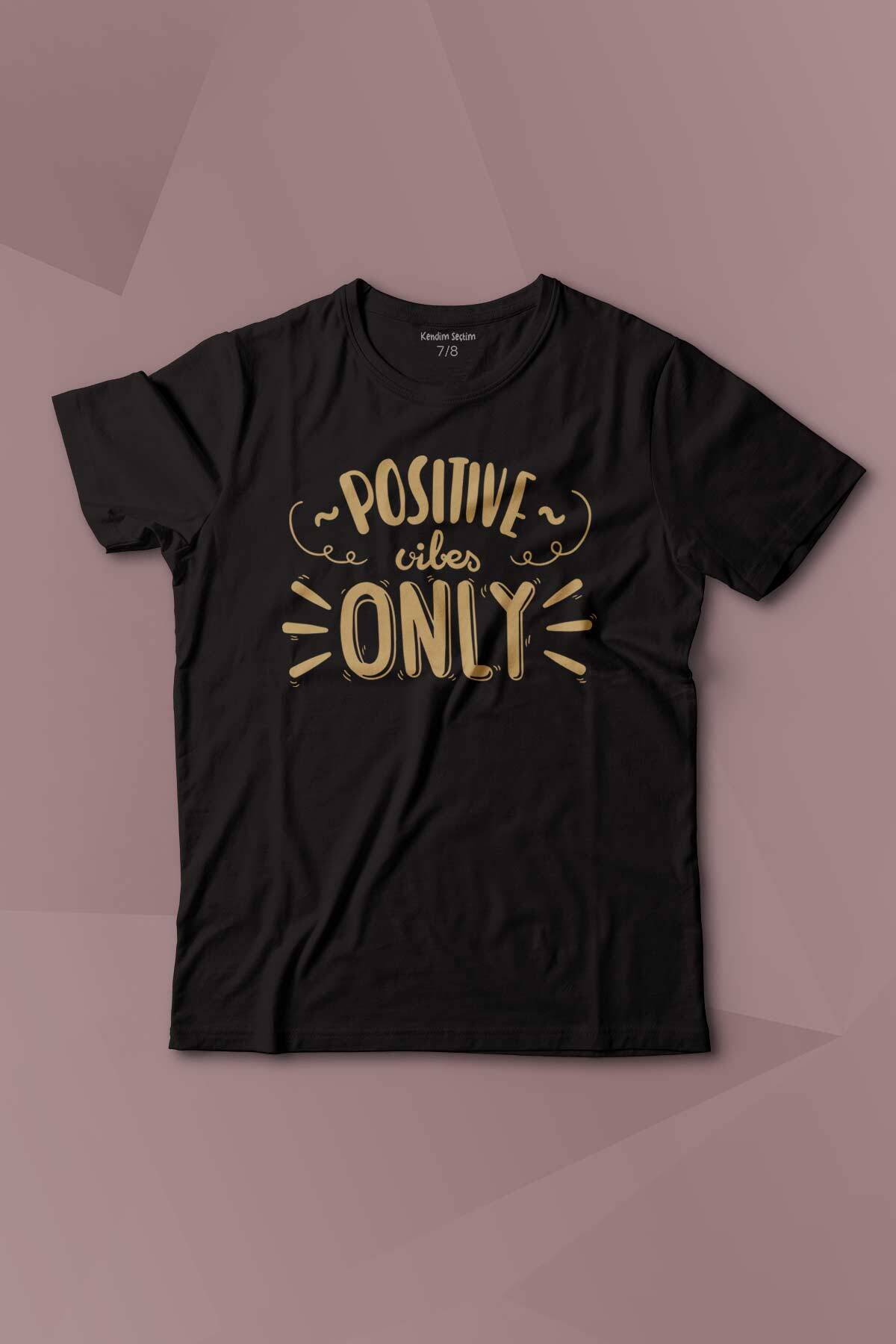 Positive Vibes Only Baskılı Çocuk Tişört Kısa Kollu - 1