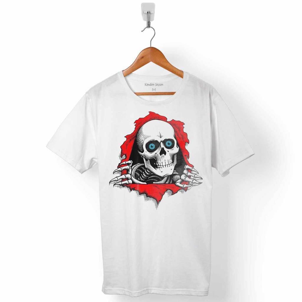 POWELL PERALTA SKULL KURU KAFA SKELETON MAVİ GÖZ ERKEK TİŞÖRT - 1