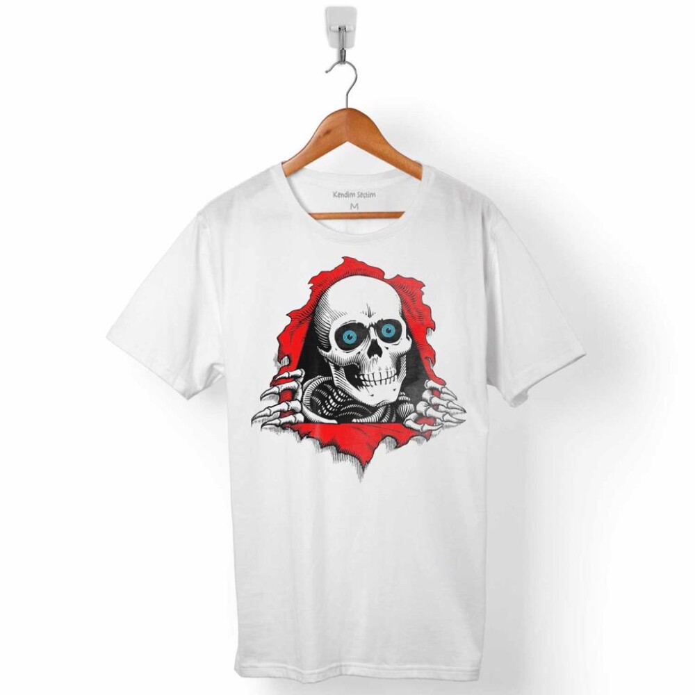 POWELL PERALTA SKULL KURU KAFA SKELETON MAVİ GÖZ ERKEK TİŞÖRT - KENDİM SEÇTİM