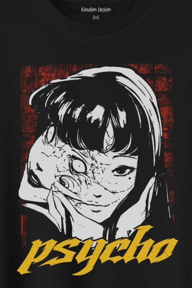 Psyco Manga Gothic Dark Baskılı Tişört Unisex T-Shirt (1)