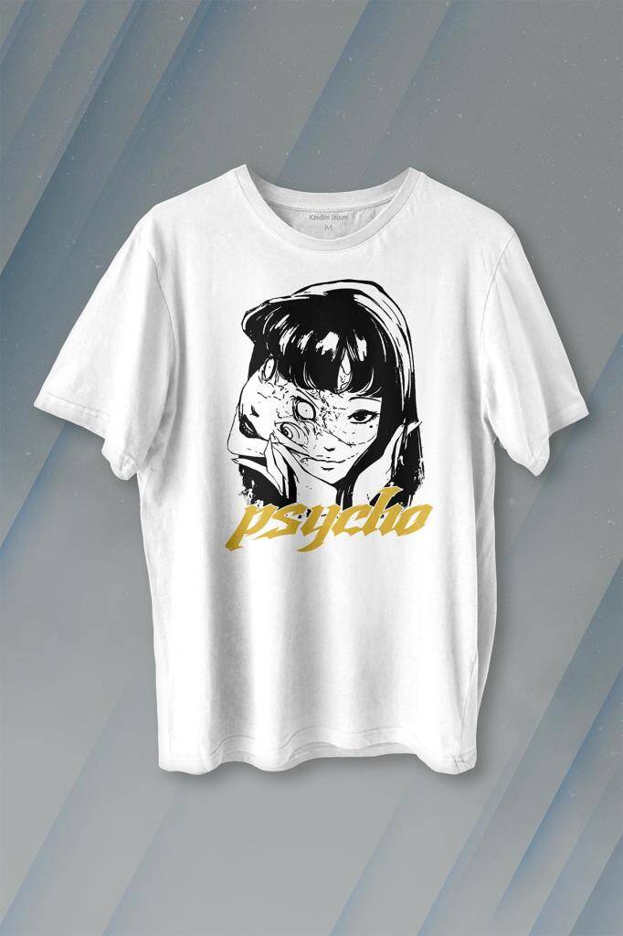 Psyco Manga Gothic Dark Baskılı Tişört Unisex T-shirt - 1