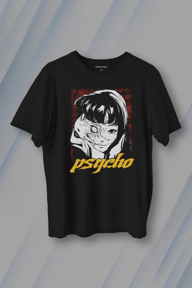 Psyco Manga Gothic Dark Baskılı Tişört Unisex T-Shirt - 1