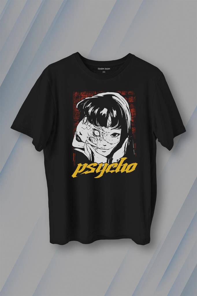 Psyco Manga Gothic Dark Baskılı Tişört Unisex T-Shirt - 1
