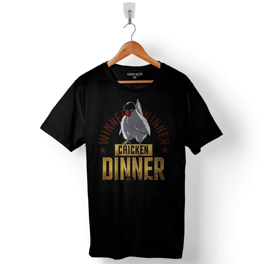 Pubg Playerunknown'S Winner Chicken Dinner Logo 2 Baskılı Tişört Unisex T-Shirt - 1