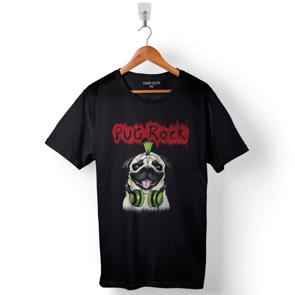 Pug Rock Pugs Dead Metal Music Köpek Baskılı Tişört Unisex T-Shirt - 1