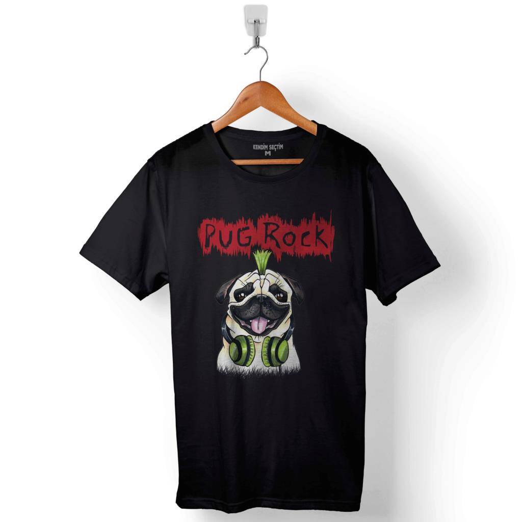 Pug Rock Pugs Dead Metal Music Köpek Baskılı Tişört Unisex T-Shirt - 1