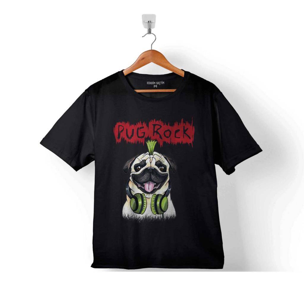 PUG ROCK PUGS DEAD METAL MUSIC KÖPEK ÇOCUK TİŞÖRT - 1