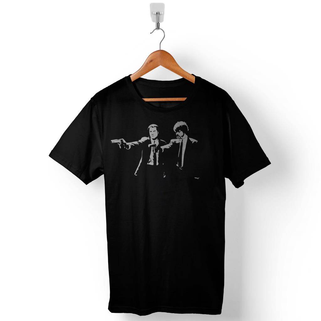 Pulp Fiction Ucuz Roman Tarantıno Silhouette Baskılı Tişört Unisex T-Shirt - 1