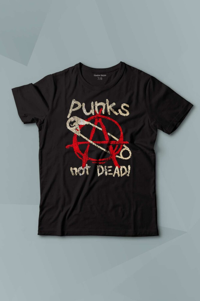 Punk Is Not Dead Rock Sokak Street Culture Baskılı Siyah T-shirt Çocuk Tişört - 1