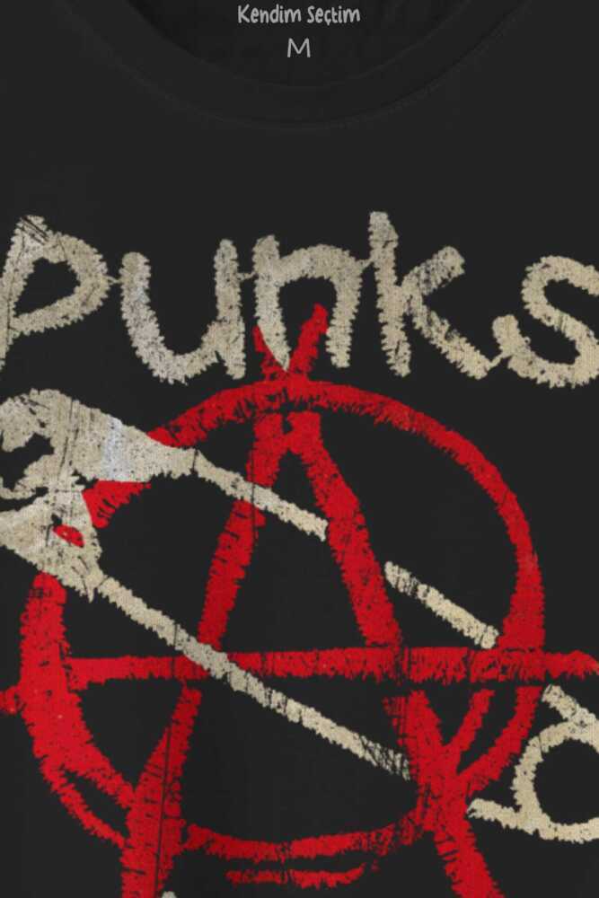 Punk Is Not Dead Rock Sokak Street Culture Baskılı Siyah T-shirt Unisex Tişört (1)