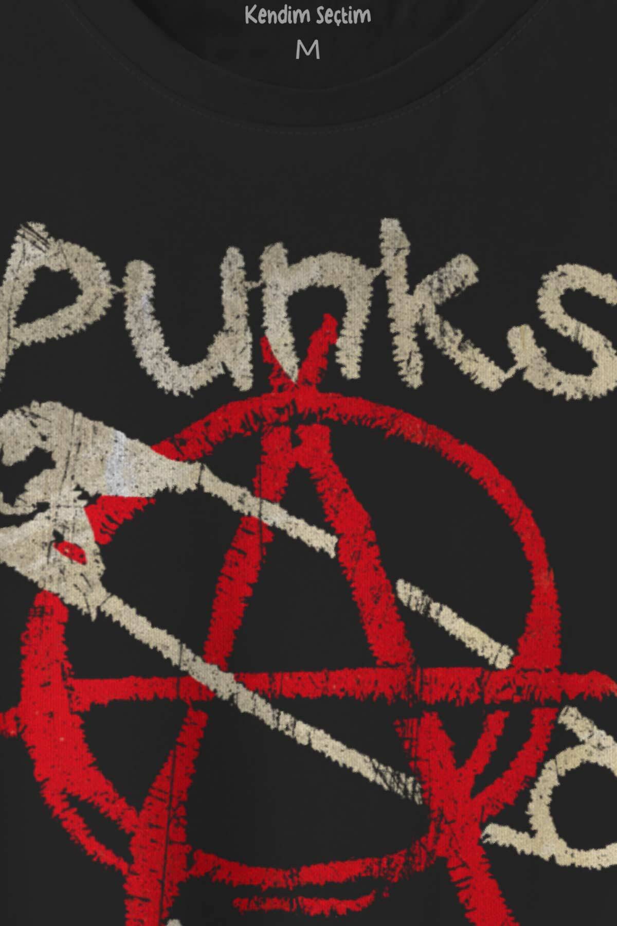 Punk Is Not Dead Rock Sokak Street Culture Baskılı Siyah T-shirt Unisex Tişört (1)