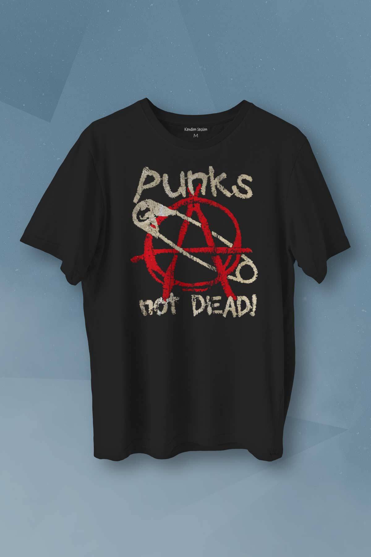 Punk Is Not Dead Rock Sokak Street Culture Baskılı Siyah T-shirt Unisex Tişört - 1