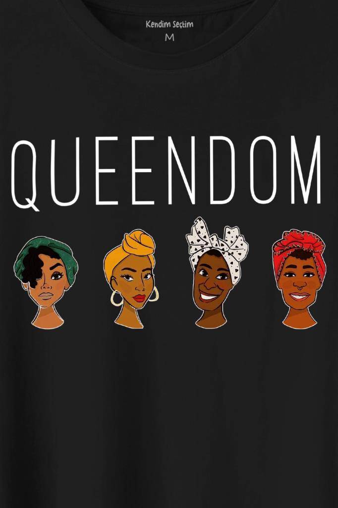 Queendom African Girl AfrikAli Kız Siyahi Kadın Baskılı Tişört Unisex T-Shirt (1)