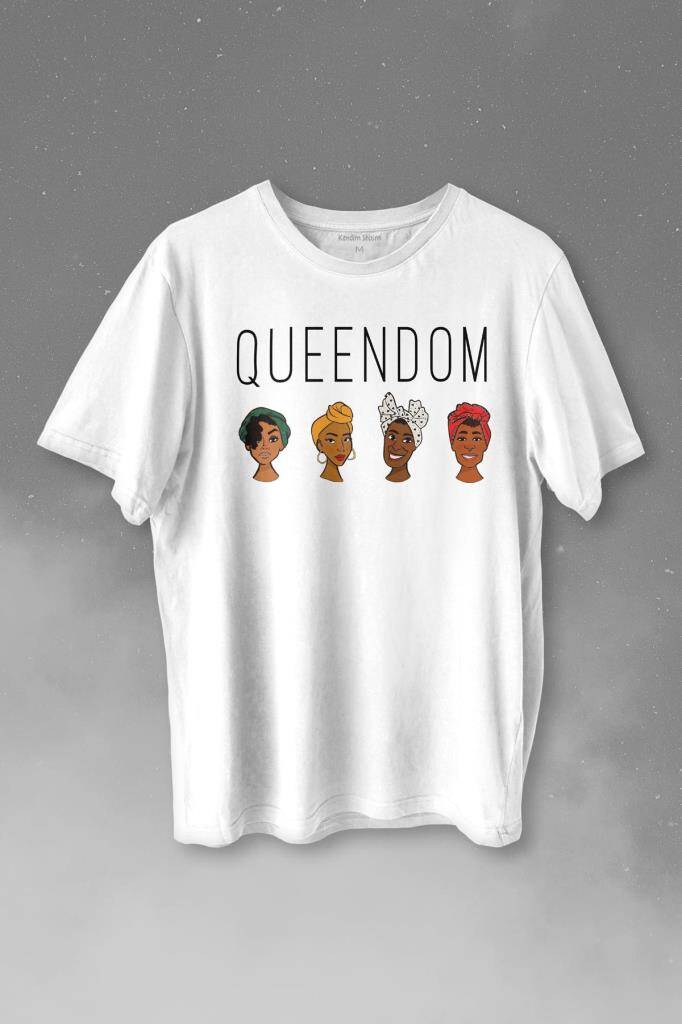 Queendom African Girl Afrikalı Kız Siyahi Kadın Baskılı Tişört Unisex T-shirt - 1
