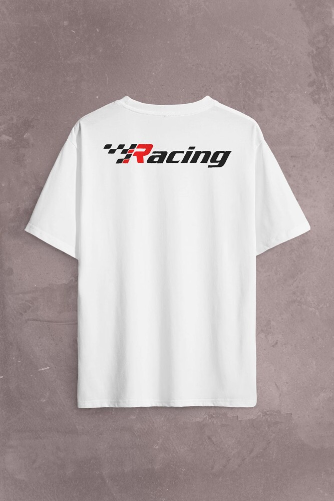 Racing Formula1 Araba Yarışı Motor Drag Sırt Ön Baskılı Oversize Tişört Unisex T-Shirt - KENDİM SEÇTİM