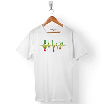 RAGGAE MUSIC LOVE AND PEACE DUB MÜZİK NOTA ERKEK TİŞÖRT - 1
