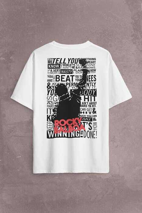 Rambo Rocky Balboa 1 2 3 4 5 Sylvester Stallone Sırt Ön Baskılı Oversize Tişört Unisex T-Shirt - 2