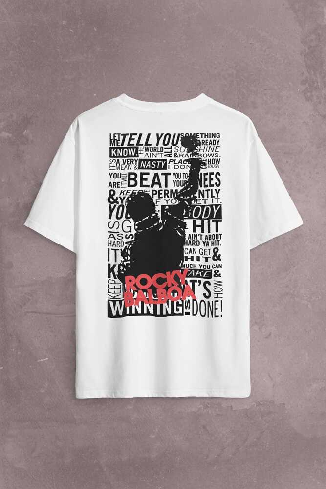 Rambo Rocky Balboa 1 2 3 4 5 Sylvester Stallone Sırt Ön Baskılı Oversize Tişört Unisex T-Shirt (1)