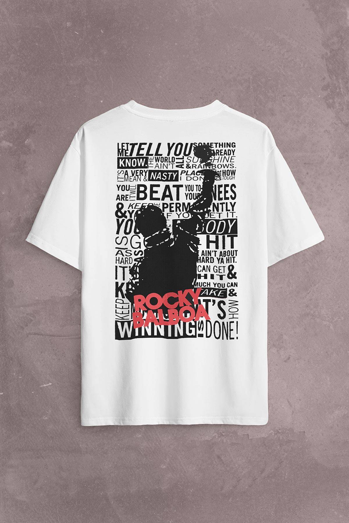 Rambo Rocky Balboa 1 2 3 4 5 Sylvester Stallone Sırt Ön Baskılı Oversize Tişört Unisex T-Shirt (1)