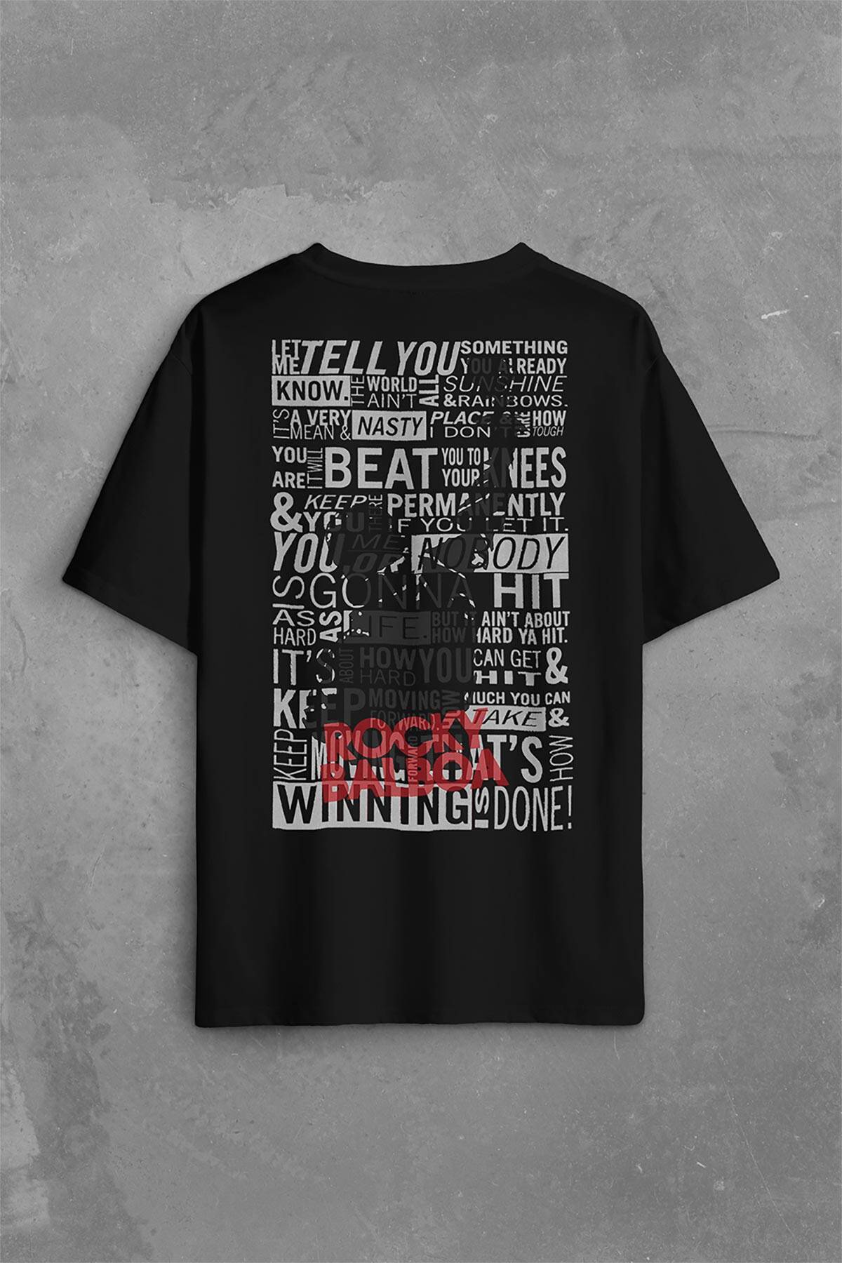 Rambo Rocky Balboa 1 2 3 4 5 Sylvester Stallone Sırt Ön Baskılı Oversize Tişört Unisex T-Shirt - 1