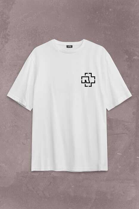 Rammstein Till Lindemann Logo Sırt Ön Baskılı Oversize Tişört Unisex T-Shirt - 1