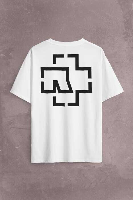 Rammstein Till Lindemann Logo Sırt Ön Baskılı Oversize Tişört Unisex T-Shirt - 2