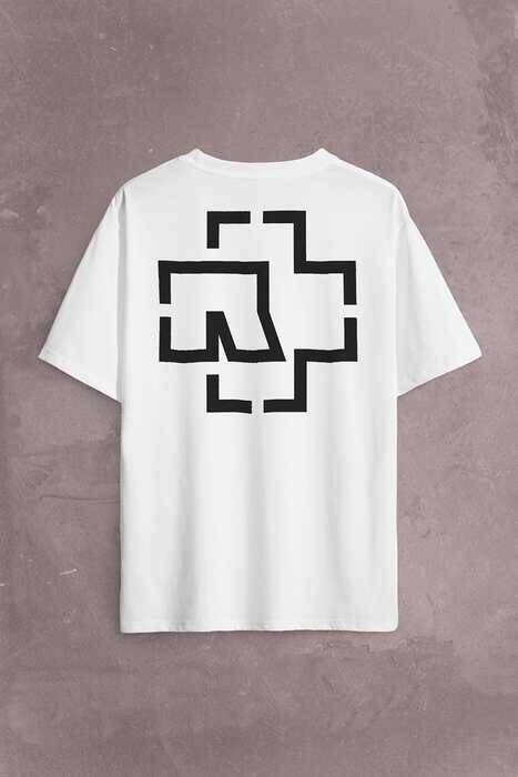 Rammstein Till Lindemann Logo Sırt Ön Baskılı Oversize Tişört Unisex T-Shirt - 2