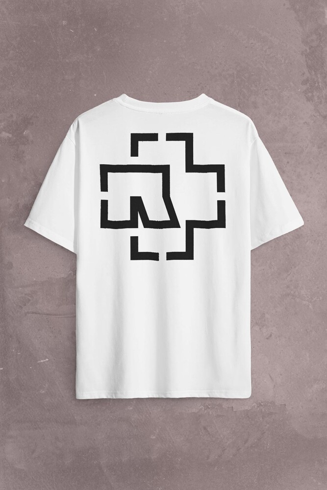 Rammstein Till Lindemann Logo Sırt Ön Baskılı Oversize Tişört Unisex T-Shirt - 2