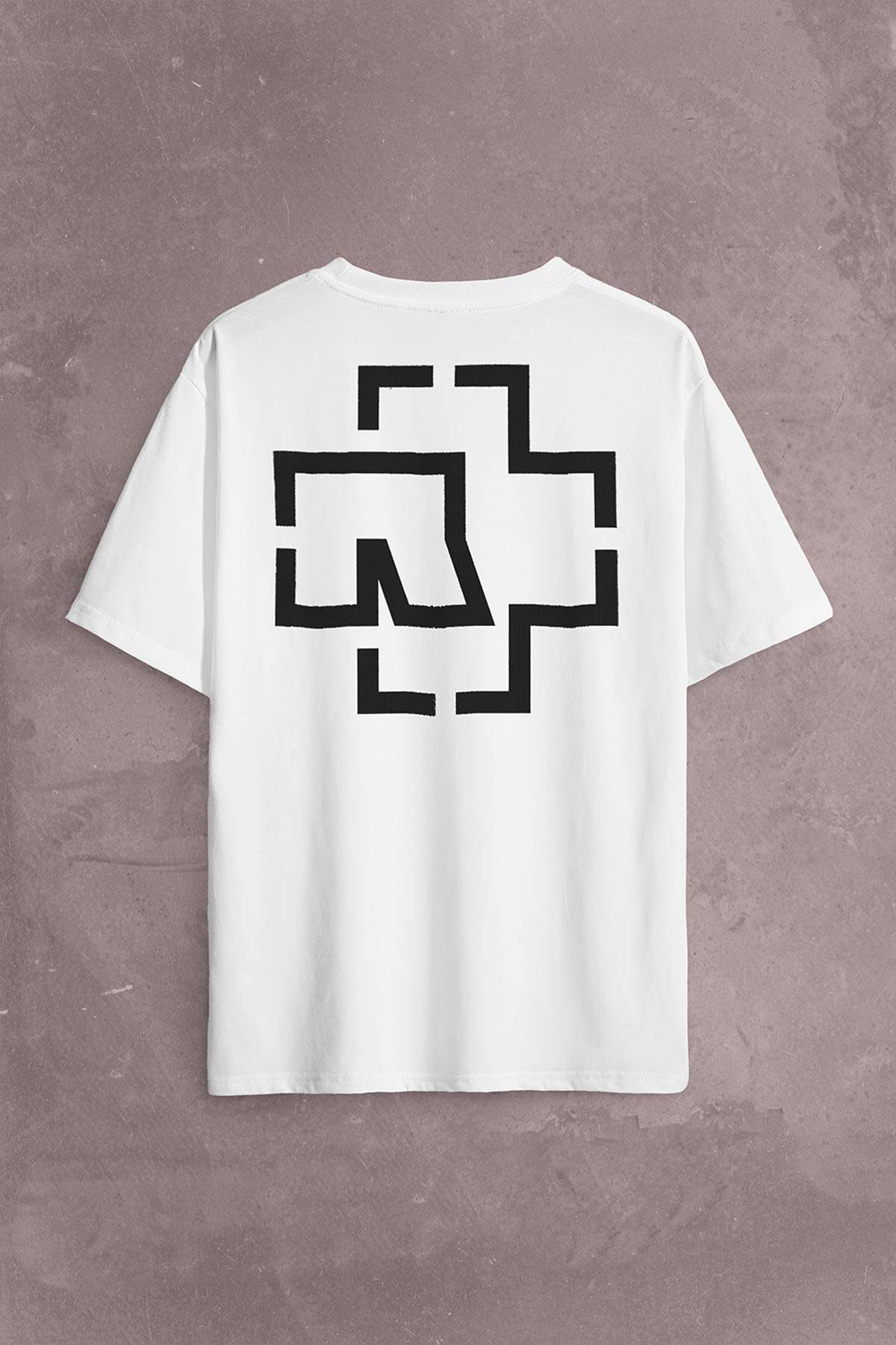 Rammstein Till Lindemann Logo Sırt Ön Baskılı Oversize Tişört Unisex T-Shirt - 2
