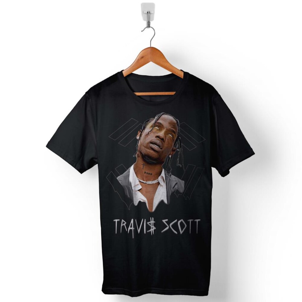 Rap Hiphop Sokak Travis Jacques Webster Baskılı Tişört Unisex T-Shirt - 1